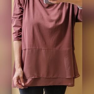 Simply Vera Wang  cotton and chiffon peplum top, XL/XXL,